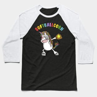 Softballcorn Dabbing Unicorn Softball Player Baseball T-Shirt